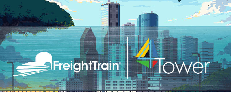 FreightTrain and 4Tower logos with skyscrapers in the background